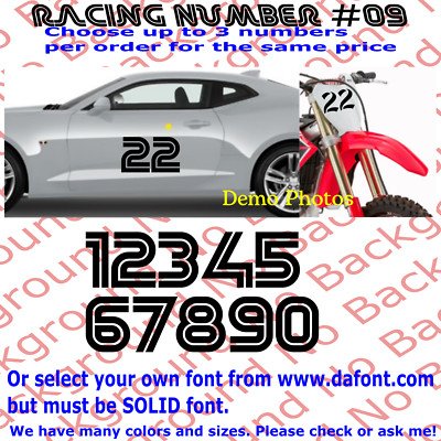 Retro Sci-Fi Racing Numbers Vinyl Decal for Car Door Dirt Bike Plate Track #10