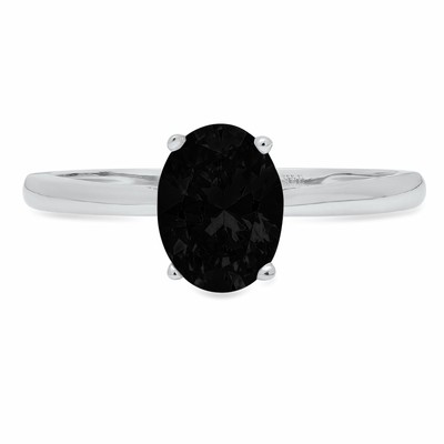 Pre-owned Pucci 1 Ct Oval Designer Statement Bridal Natural Onyx Ring Real Solid 14k White Gold