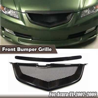Carbon Fiber Front Bumper Grille Grill Honeycomb Style For Acura TL 2007-2008 2X