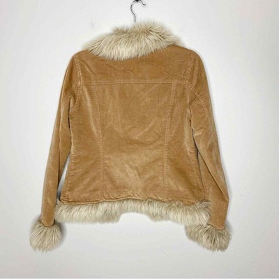Y2K Vintage BB Dakota Penny Lane Brown Faux Fur Trimmed Jacket Size Small