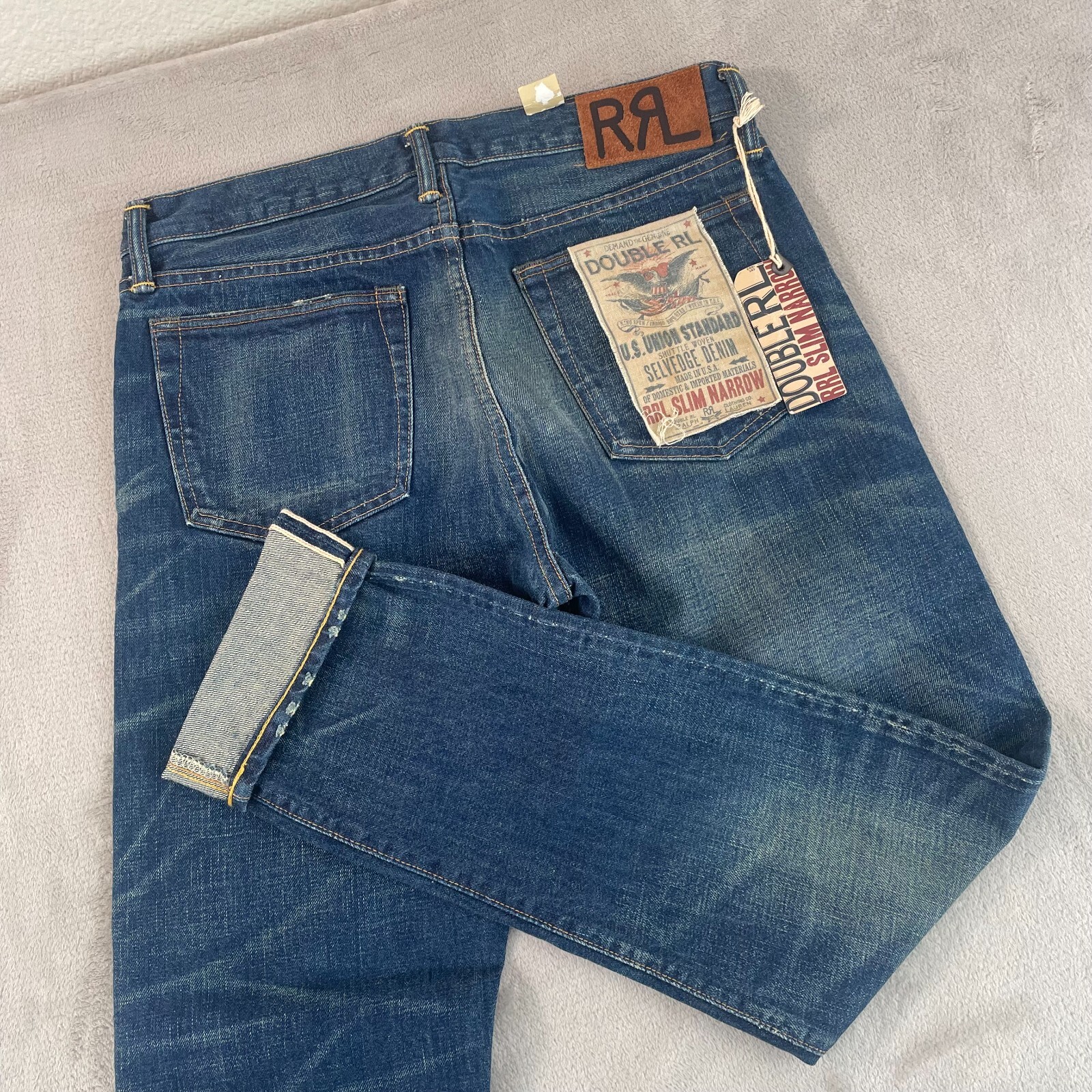 ダブルアールエル　RRL SLIM FIT ジーンズ　33x32 USA製 Double RL RRL Slim Narrow Selvedge Jeans Men 33x32 Blue