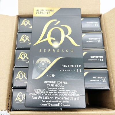 LOR Espresso Ristretto Coffee Capsules 100 Pods Nespresso Original Comp BB 9/24