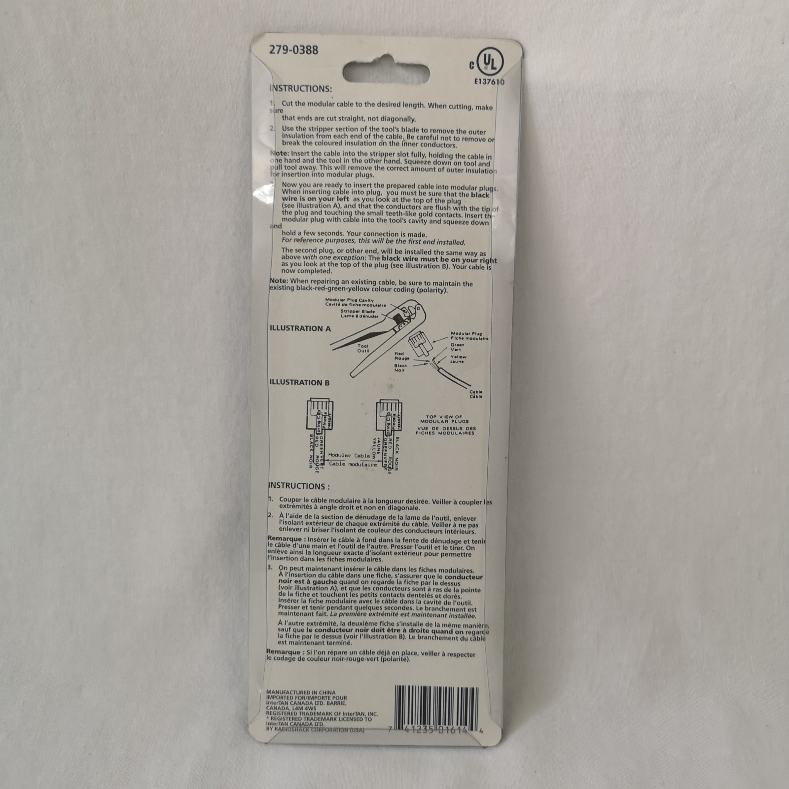 Modular Crimping Tool Radio Shack 279-0388 Cable Connectors Stripper Instruction