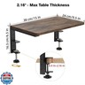 ART-GIFTREE Desk Extender, 15-inch Clamp-On Desk Shelf, Height-Adjustable Desktop Shelf Organizer for Monitors Office and Gaming Accessories, Arm Support Table Extension, 44lbs Heavy Duty, Darkbrown