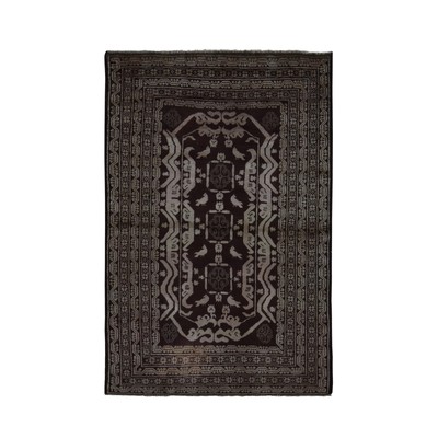 4'x6'8'' Bole Brown Afghan Balooch Pure Wool Hand Knotted Rug R78003