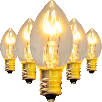 C-7 CLEAR STEADY BULBS - BRAND NEW 1 BOX OF 25 C7 CLEAR TRANSLUCENT STEADY BULBS