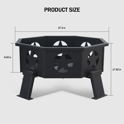 Outdoor Octagonal Bonfire Firepit Heavy Duty Wood Burning Fire Pits for Outside