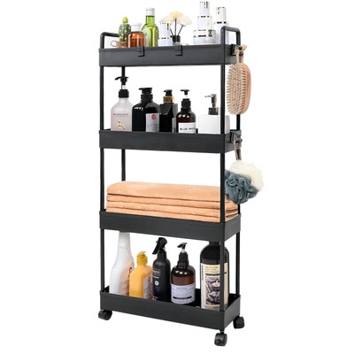 Arogan Slim Rolling Storage Cart with Wheels, 4 Tier Bathroom Storage Cart La...