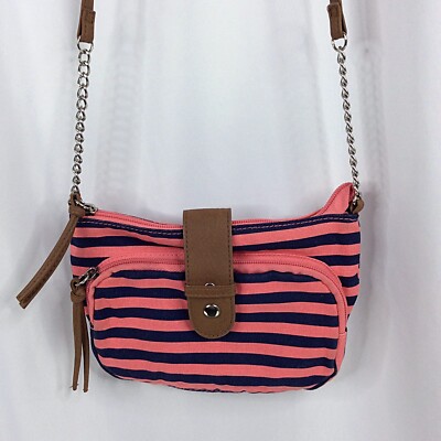 Steve Madden Crossbody Purse Striped Mini Small Concert Organizer Multi Pocket