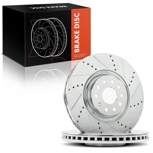 Front Left & Right Side Drilled Brake Rotor for Audi  A3 Q3 S3 Volkswagen Golf R