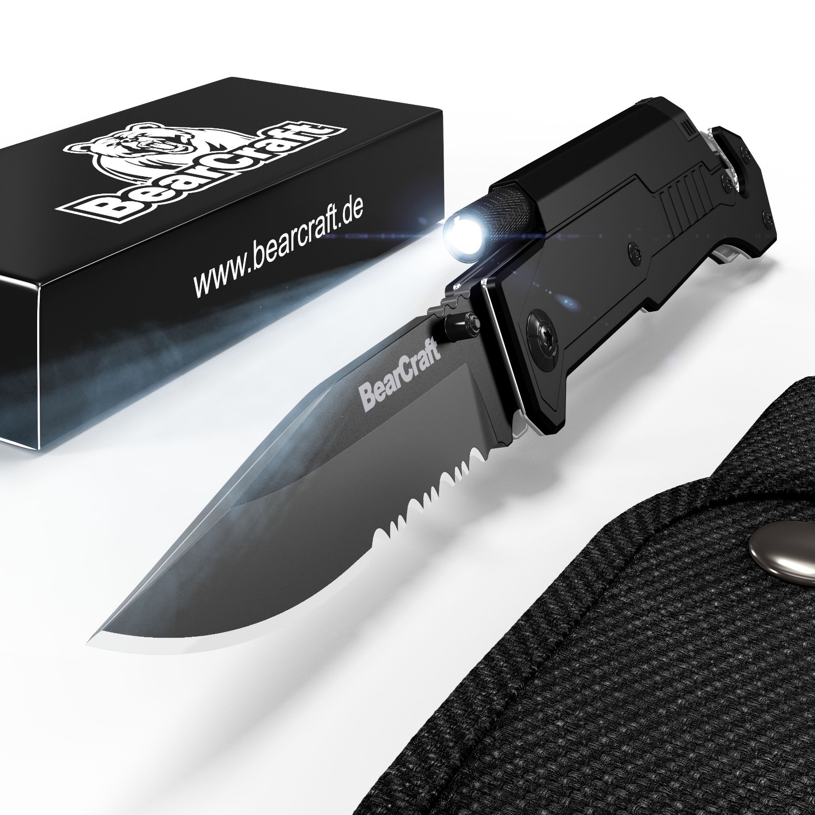 BearCraft Klappmesser | Survival Taschenmesser | Outdoor Messer | Rettungsmesser