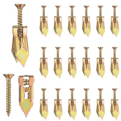 100Pcs Plasterboard Fixings & Wall Plugs, Cavity Fixing Anchors and Screws