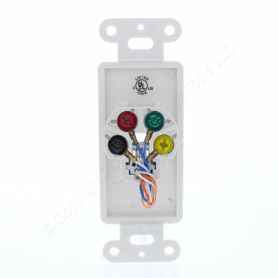 Cooper White Plastic Mount 4-Conductor Decorator Voice/Data Modular Jack 3560-4W
