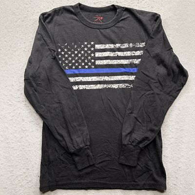 American Flag Rothco Men's Medium Black Long Sleeve T-Shirt