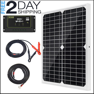 20W 12 Volt Battery Charger Solar Powered Panel for Car Dump Trailer Boat Marine