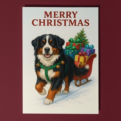 Bernese Mountain Dog - Santa’s Helpers Christmas Card Envelope Personalised card