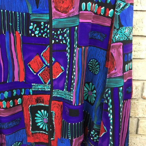 Vtg 90s Erin London Windbreaker ADULT XL Vintage retro Bold Full Print All Over