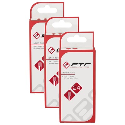 ETC Kinderfiets Binnenband 24x1.75-2.25" 24 Inch Schrader Ventiel 3 Stuks