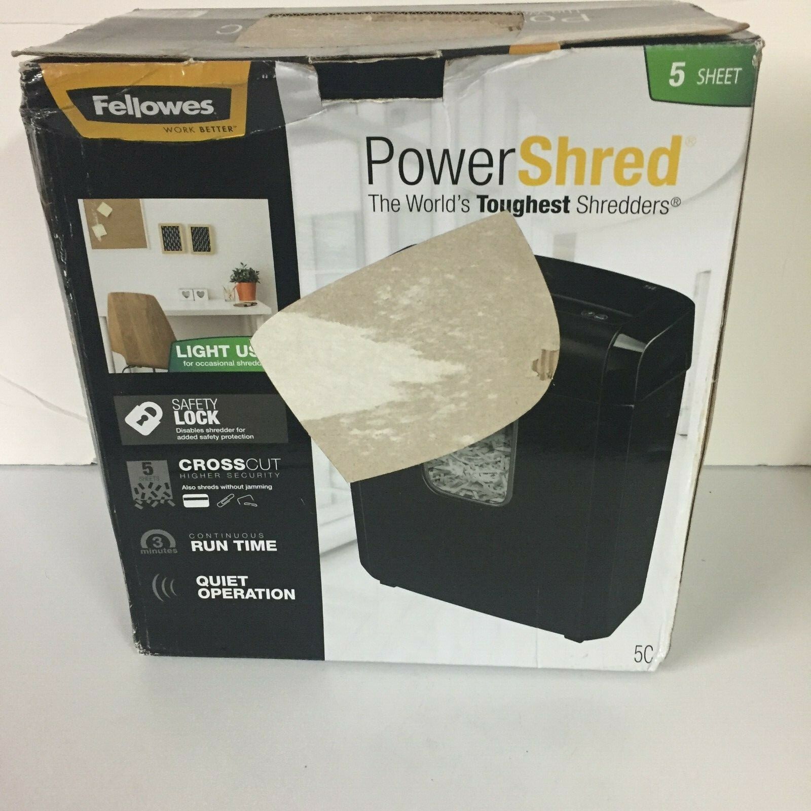Fellowes Power Shred H-5C Cross-Cut 5 Sheet Paper&Credit Card Shredder CRC46820