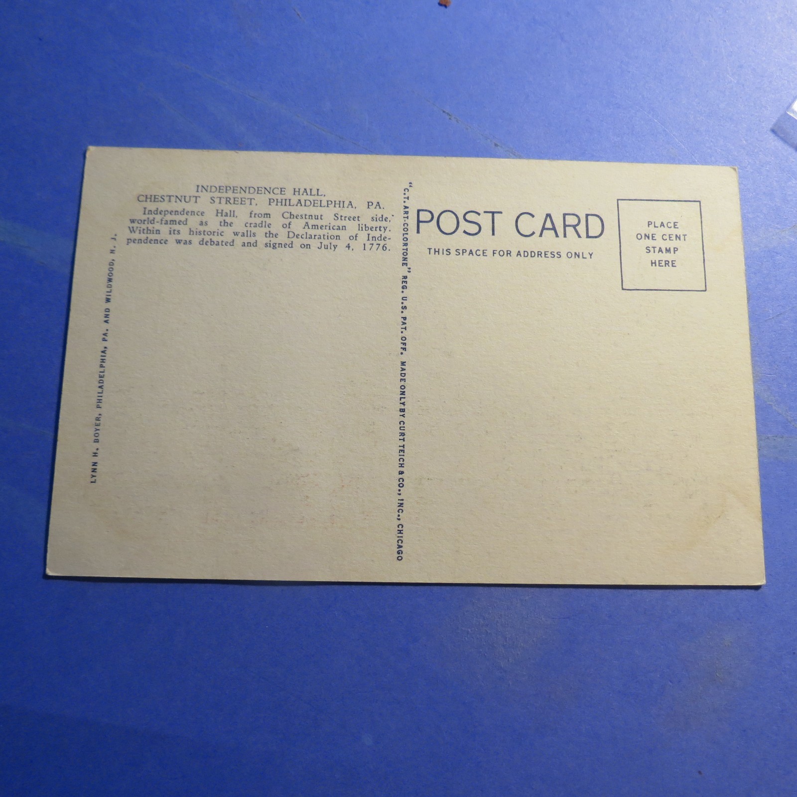 Philadelphia PA Independence Hall Vintage Old  Postcard PC2597