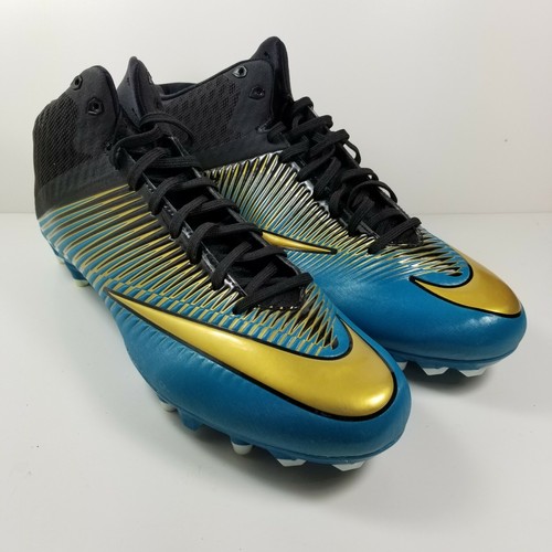 navy blue and gold nike football cleats