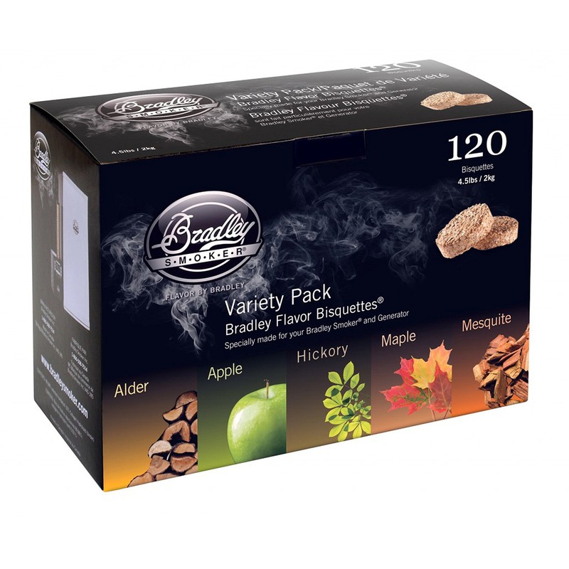 Bradley Smoker Bisquettes for Grilling and BBQ, 5 Flavour Variety, 120 Pack