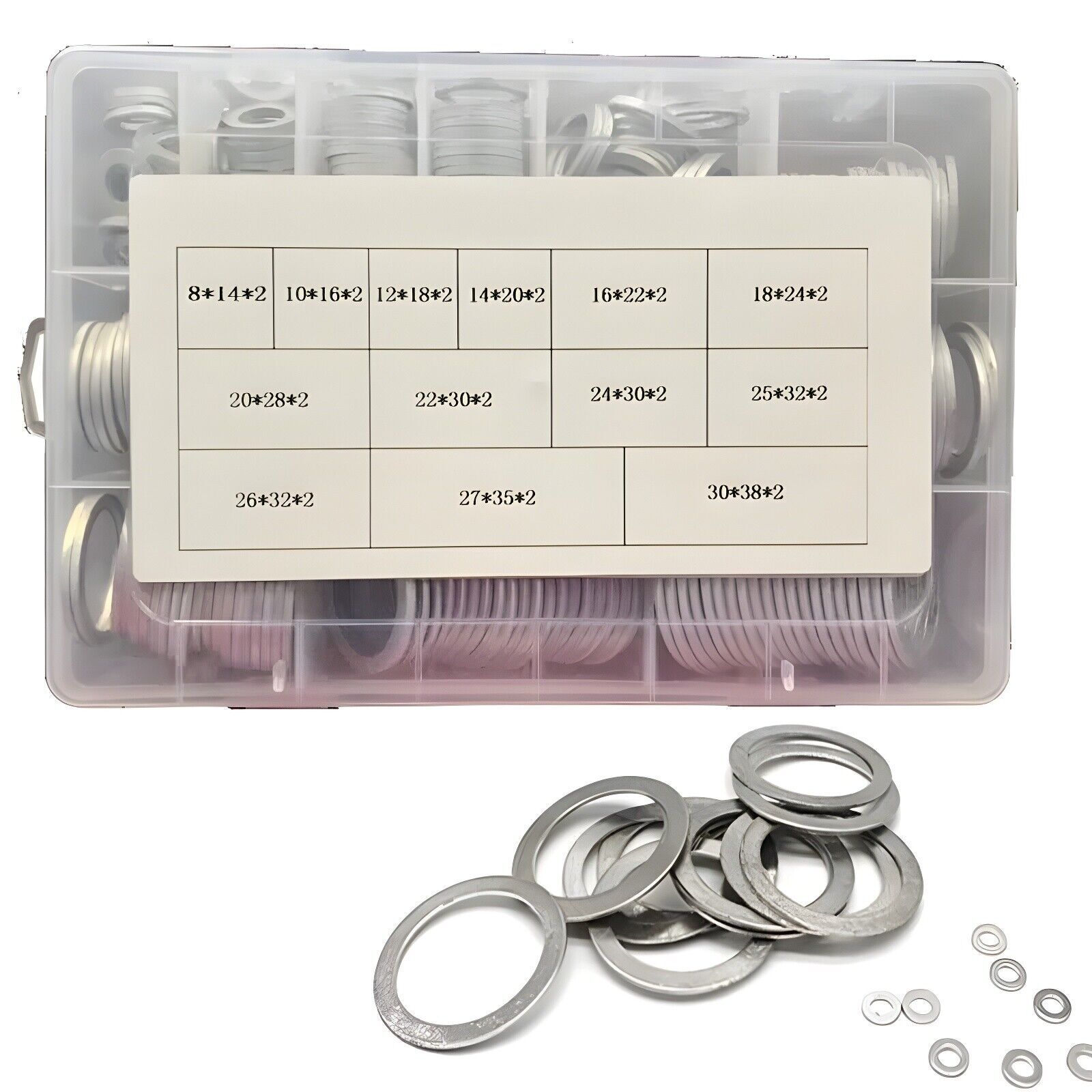 520pcs 13 Sizes Metric Aluminum Flat Ring Washers Gaskets Assortment Set Kit