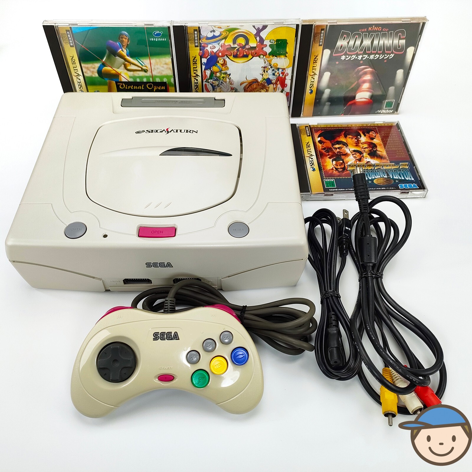 新着 Sega Saturn Console HST-3220 4 Games Set All Pro Wrestling 本体、アクセサリー