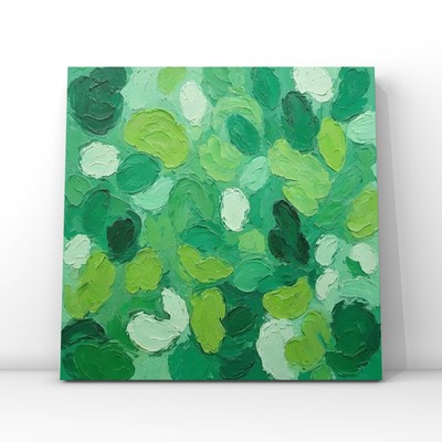 Green Tones Abstract Painting Minimalism Canvas Art Green Shades Polka Dot Art