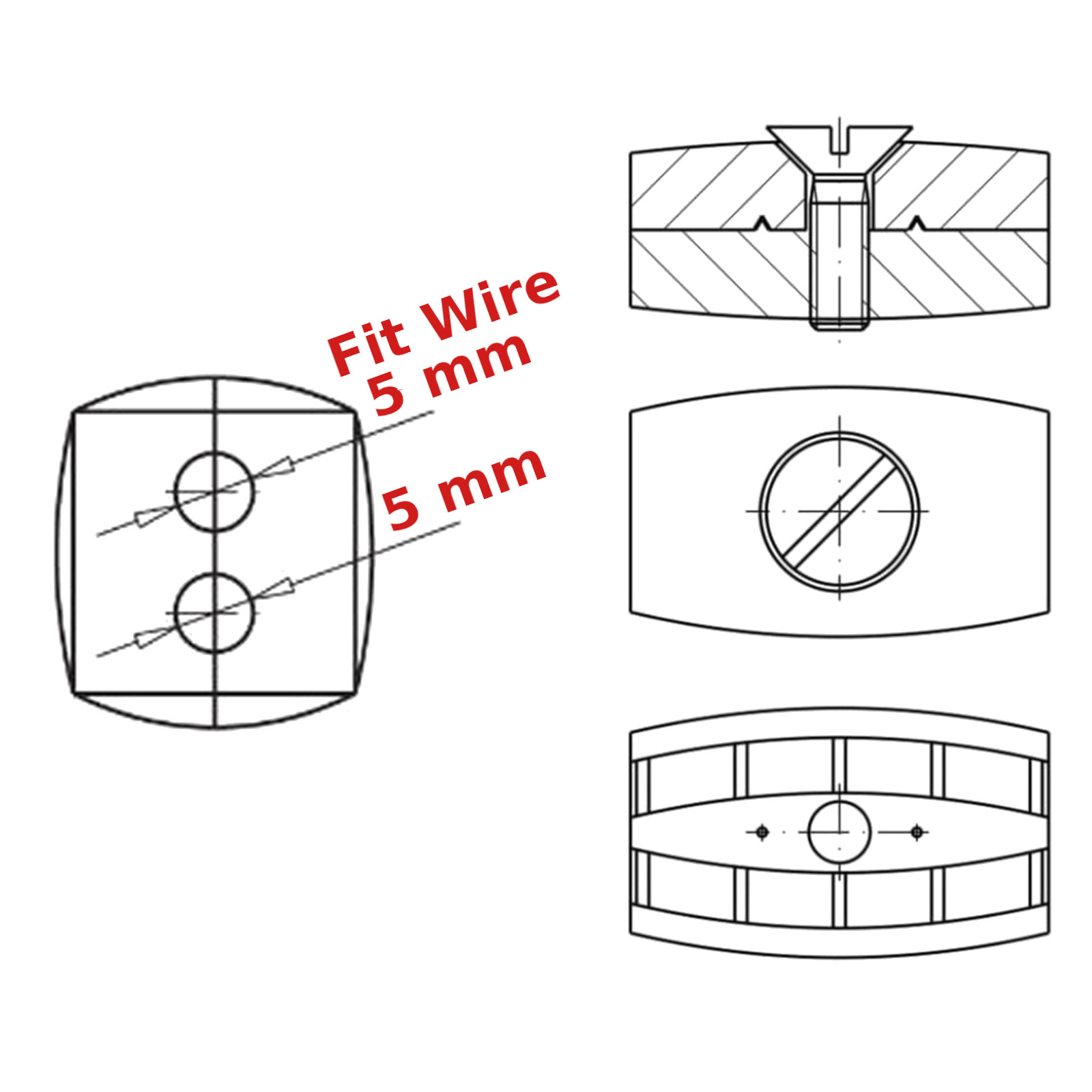 WIRE ROPE FITTINGS CABLE CLAMP CLIPS GRIPS 2mm 3mm 4mm 5mm 6mm EGG SHAPE - Picture 4 of 7