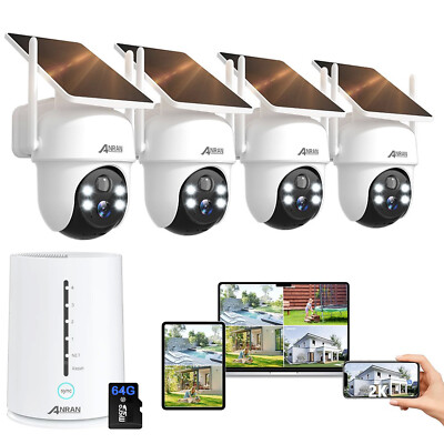 Solar Battery Powered Wireless Security Camera System WiFi IP Outdoor Home Audio