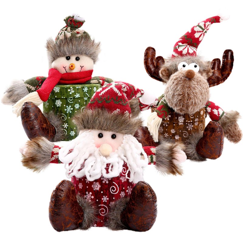 Plush Santa Claus Elk Christmas Doll Candy Cookie Apple Box