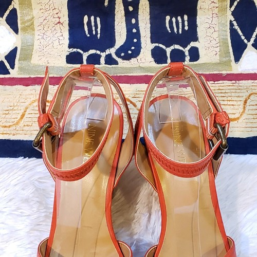 Nine West Braveit Cork Wedge Sandal Size 8.5M Orange Spring