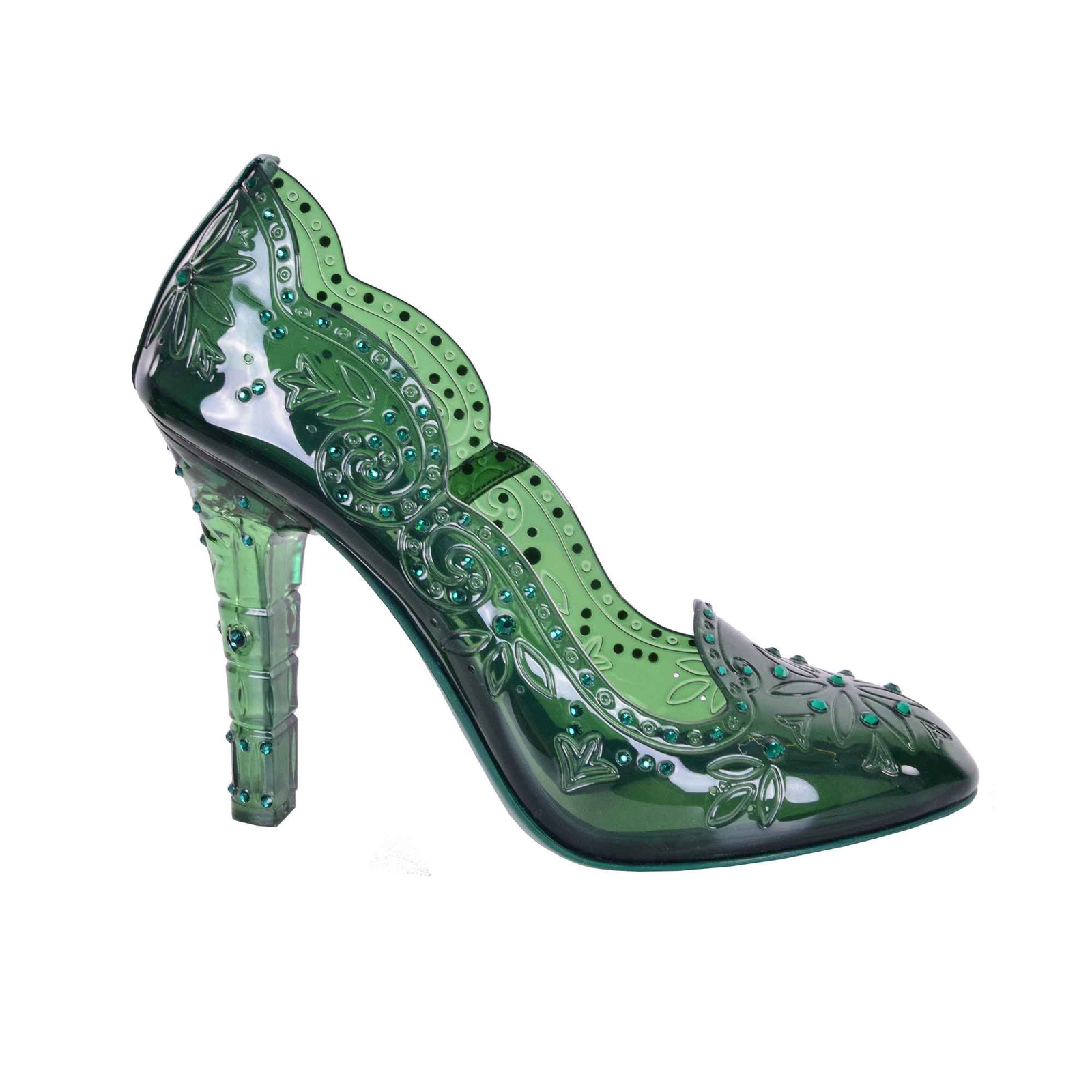 DOLCE & GABBANA Strass Cinderella Pumps Schuhe Schuhspanner Grün Heels