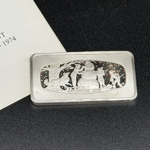1974 Christmas Ingot Franklin Mint 500 Grains .925 Sterling
