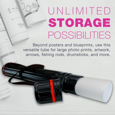 Drafting Drawing Poster Tube LARGE Black Dia: 4-7/8". Length: 30-1/4 - 47-3/4"