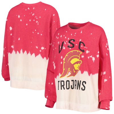 Women's Gameday Couture Crimson USC Trojans Twice As Nice Faded Dip-Dye Pullover