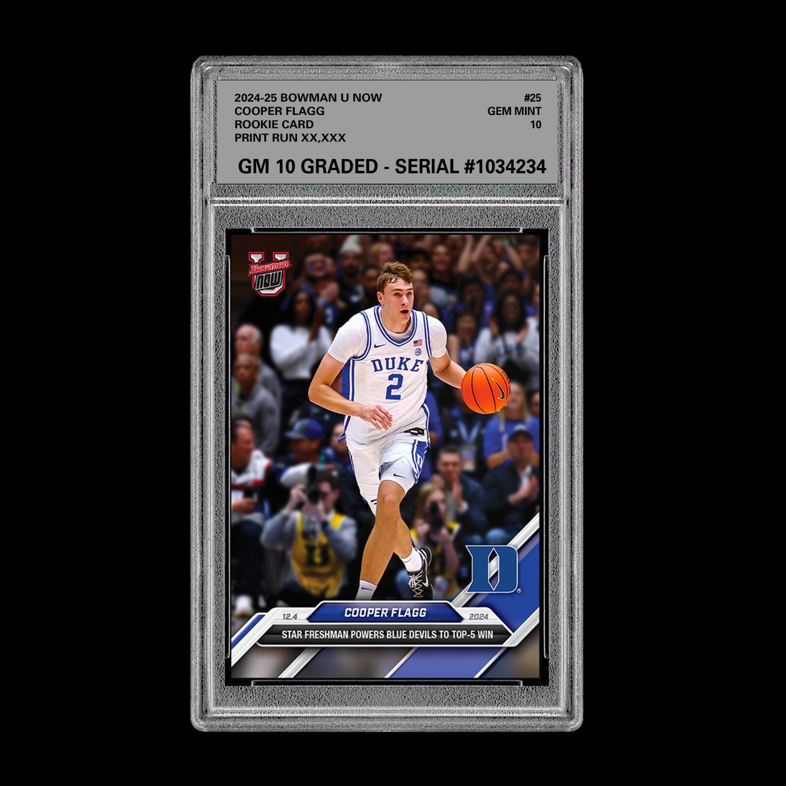 GM 10 Graded Cooper Flagg #25 2024-25 Bowman U NOW