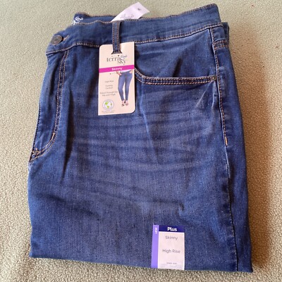Terra & Sky Womens 18W Blue  Jeans Skinny   High Rise