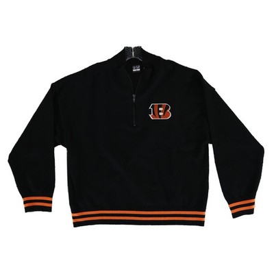 New Cincinnati Bengals Women's Size XL Black Orange NFL Quarter Zip Sweater Top