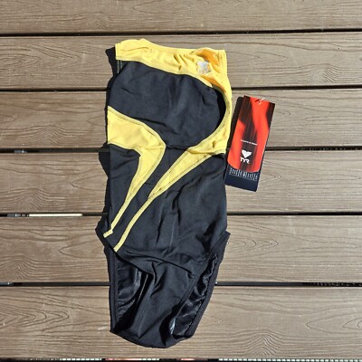 TYR Durafast YOUTH Alliance T-Splice MaxBack 1pc Swimsuit Gold Size 26  NEW