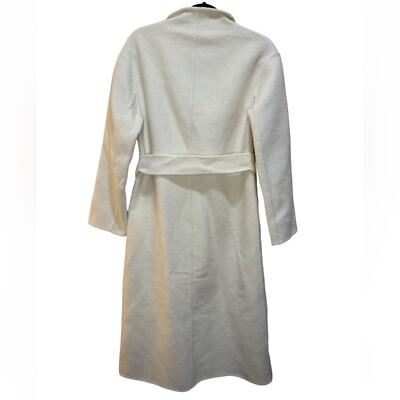 Pre-owned Maje Genesis Belted Long Coat Size 36 (us 4) In White