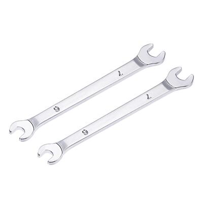 Thin Open End Wrench, 6mm x 7mm Metric Chrome Plated High Carbon Steel, 2 Pc