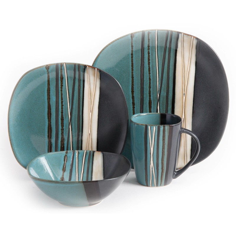Better Homes & Gardens Bazaar Teal 16-Piece Dinnerware Set