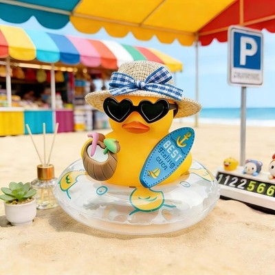 1 Hawaiian Duck Decoration - Features Heart-shaped Glasses, Surfboard, Swim Ring