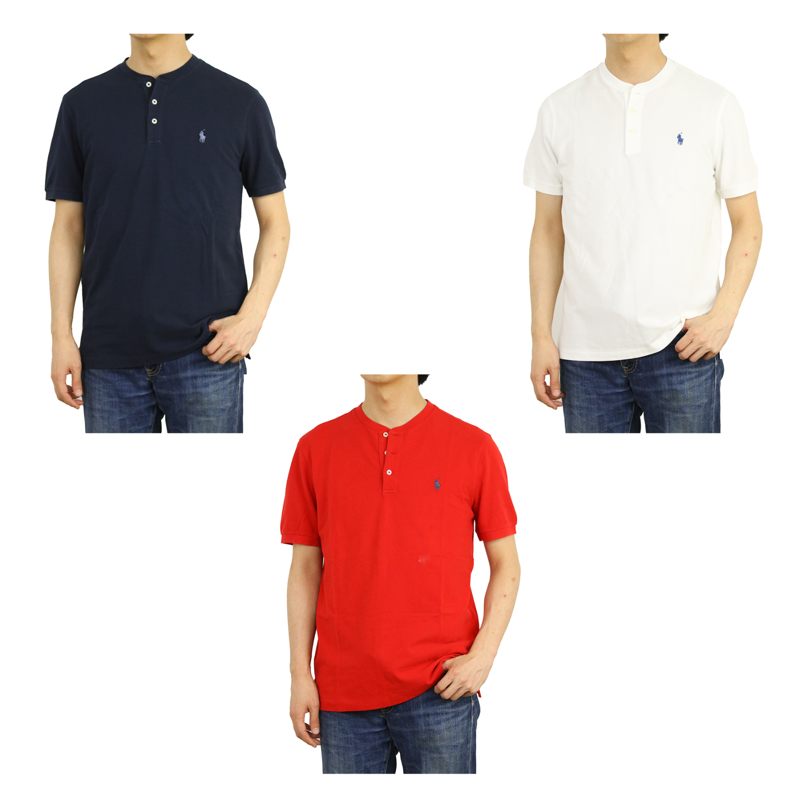 

Футболка с коротким рукавом из сетчатой ткани с короткими рукавами Polo Ralph Lauren Henley - 3 цвета