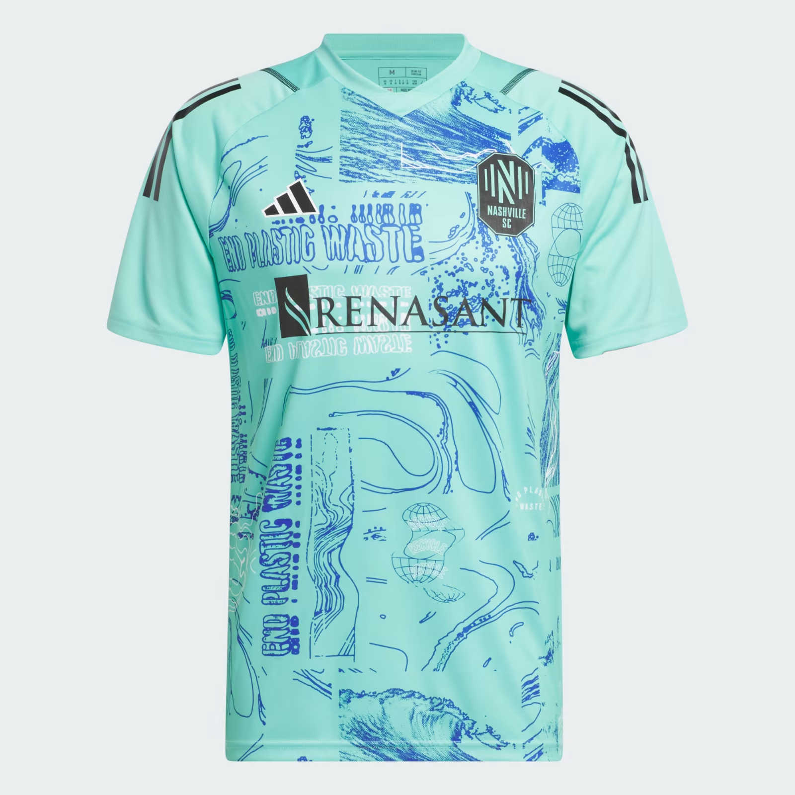 NEW NASHVILLE SC ONE PLANET SOCCER JERSEY AQUA GREEN BLUE NEW NASHVILLE SC ONE PLANET SOCCER JERSEY AQUA GREEN BLUE