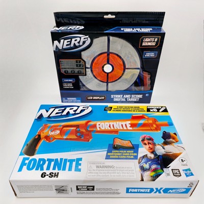 NERF Strike and Score Digital Target and FORTNITE 6-SH Dart Blaster Combo Set