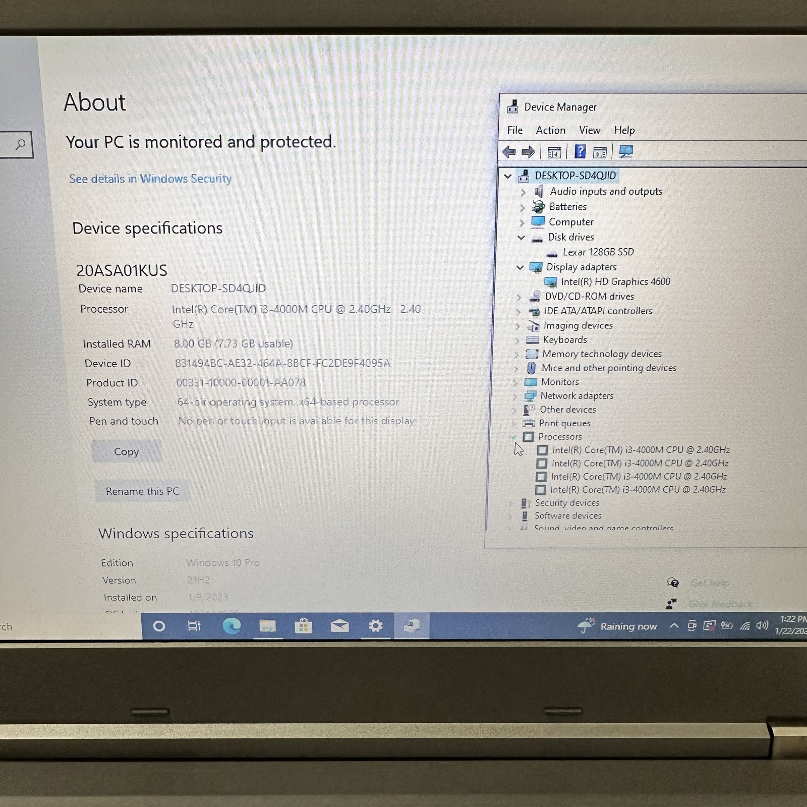 Lenovo ThinkPad L440 i3-4000M 2.40GHz 8GB RAM 128GB SSD Intel HD 4600 Win 10 Pro - Picture 11 of 12