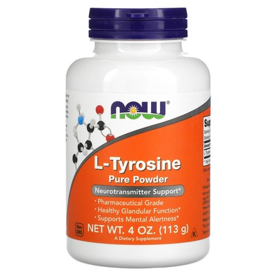 Now Foods L-Tyrosine Pure Powder 4 унции 113 г Гарантированное качество GMP